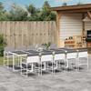 11 Piece Garden Dining Set with Cushions White Textilene