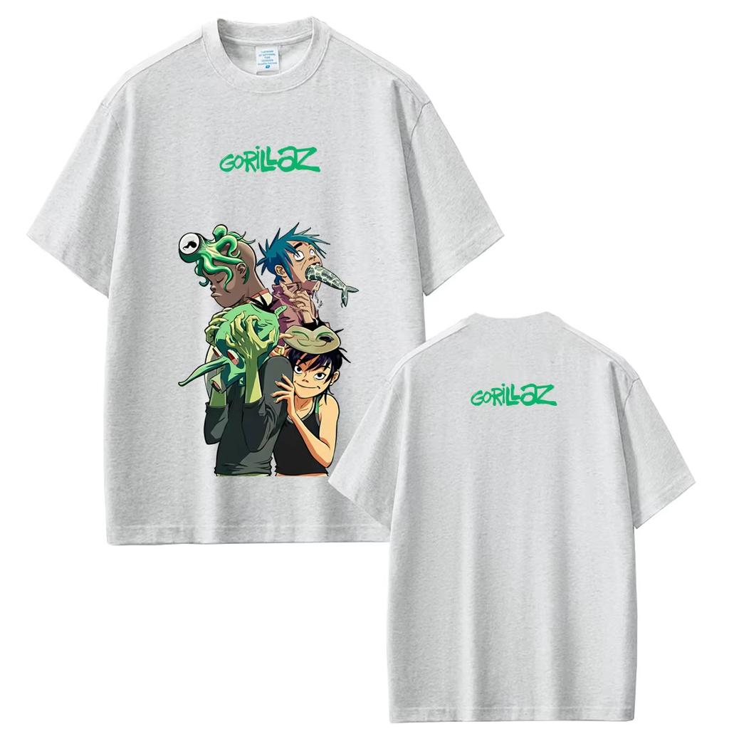 Рок-группа Gorillaz Мерч Футболка Летняя Унисекс Женская Мода Хип-хоп Мода Уличная одежда Унисекс Готические Панк Футболки Топы
