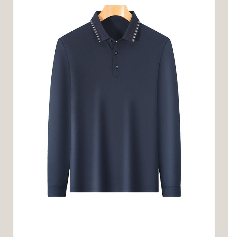 Men's Long-Sleeved Silk and Tencel Cotton Polo Shirt