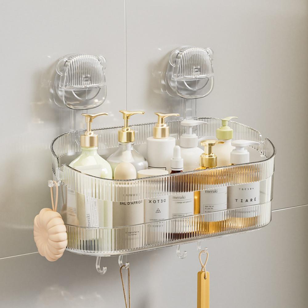 Полка на присосках, Ванная комната, Туалет, Бесшовная, Без сверления, Легкая роскошь, Косметика, Туалетный столик, Настенный ящик для хранения.
