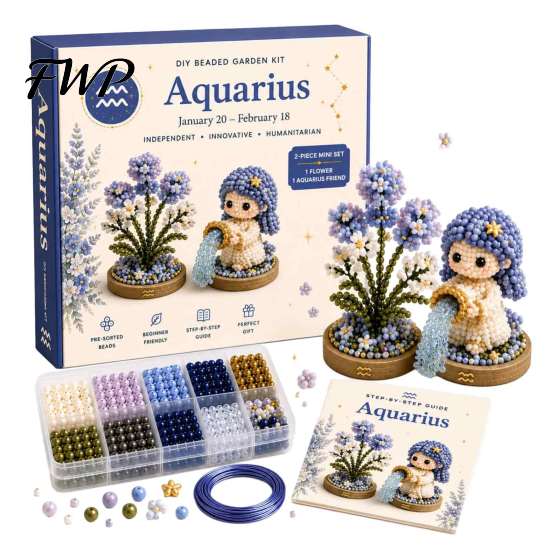 Easy Craft Kits for Beginners 12 Zodiac Signs DIY Beaded Garden Kit, 3D Astrology Flower Plastic Ornament Crafting Materials Handmade Bead Kit