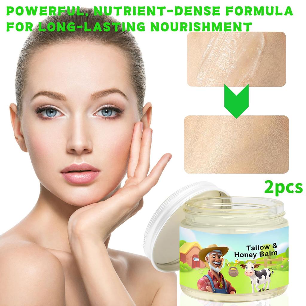 Бальзам с жиром и медом, увлажняющий крем для лица с жиром, говяжий жир для кожи, полностью натуральный увлажняющий крем ручной работы с жиром травяного откорма и диким медом для гладкости