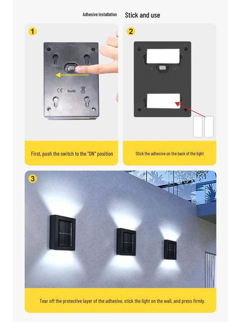 Водонепроницаемый солнечный уличный настенный светильник, беспроводной атмосферный ночник для балкона и ландшафтного оформления