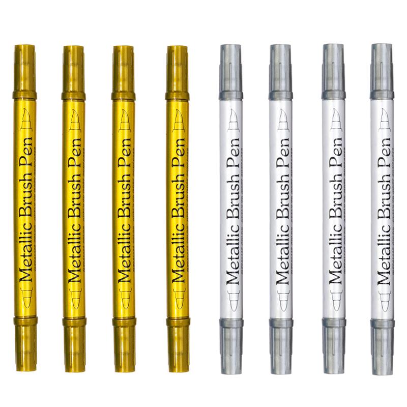 Металлические маркеры с двумя наконечниками Золотой/Серебряный цвет Маркер для рисования по камню Кружка Керамика DIY Художественные принадлежности