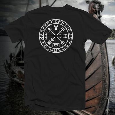 Хлопковая футболка Vegvisir Руна скандинавского викинга Саксонский оберег Магический языческий символ Унисекс футболка