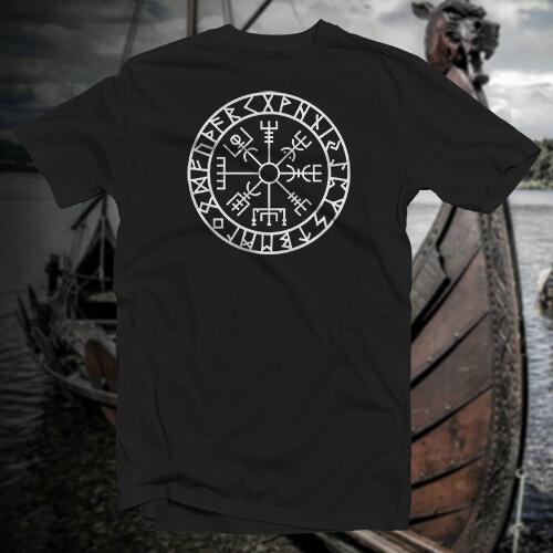 Хлопковая футболка Vegvisir Руна скандинавского викинга Саксонский оберег Магический языческий символ Унисекс футболка