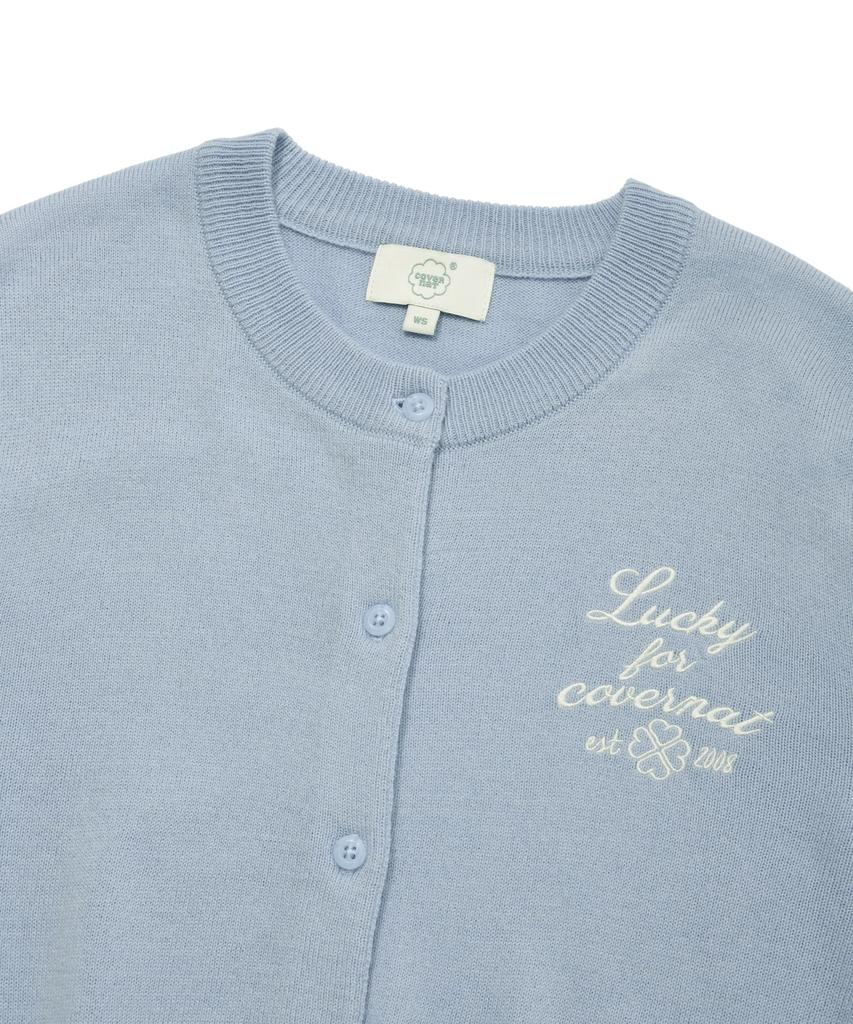 COVERNAT WOMAN Basic Round Wool Knit Cardigan Light Blue