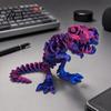 Flexible Dinosaur Figure 3D Printed Figure, Movable Joints Smooth Opening Decoration, Poseable Figurine Gradient Metallic Texture Mini Bone