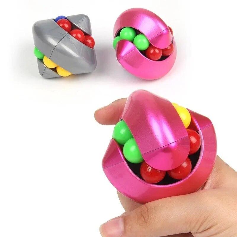 Вращающийся волшебный боб, кубик на кончиках пальцев, гироскоп, снятие стресса, вращение, головоломка из бисера, детская обучающая игра, мраморный трек, куб, верх