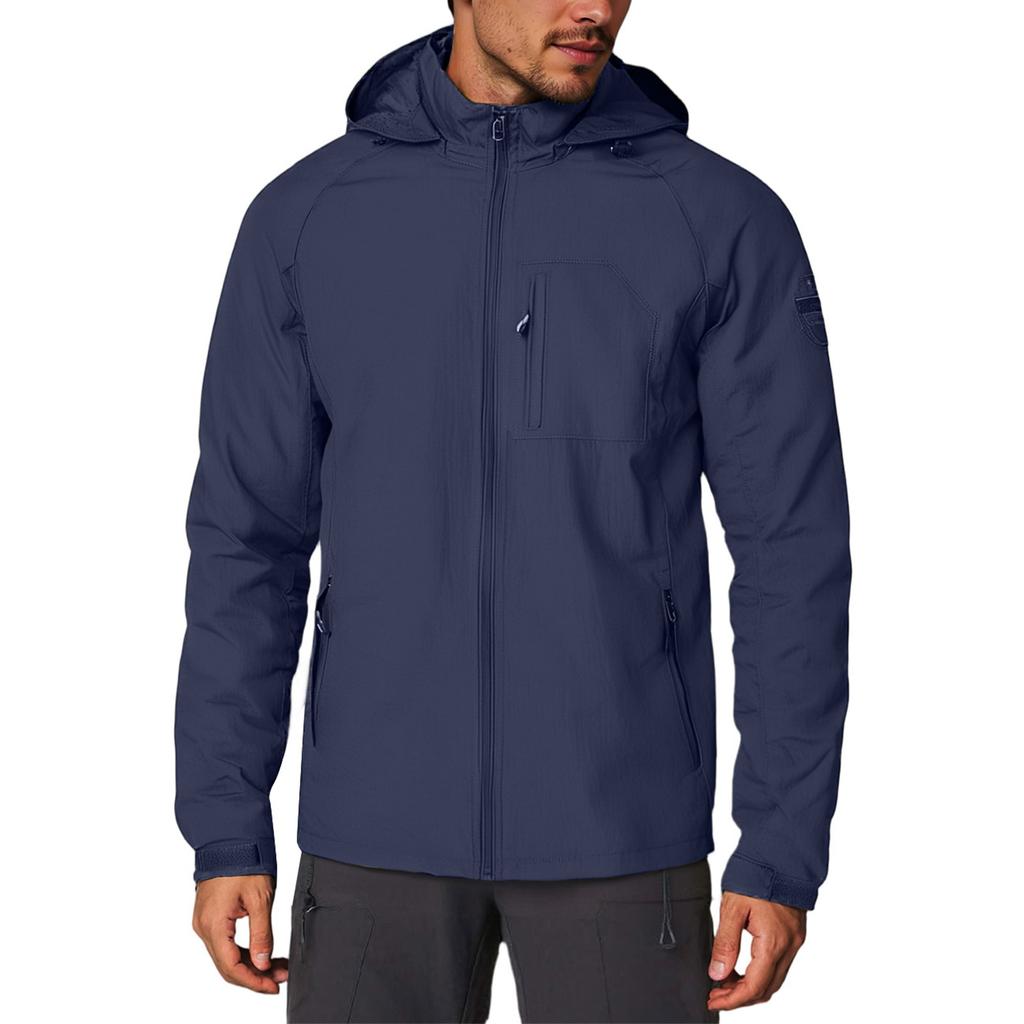 Мужская куртка на молнии, повседневная куртка с длинными рукавами и капюшоном на молнии