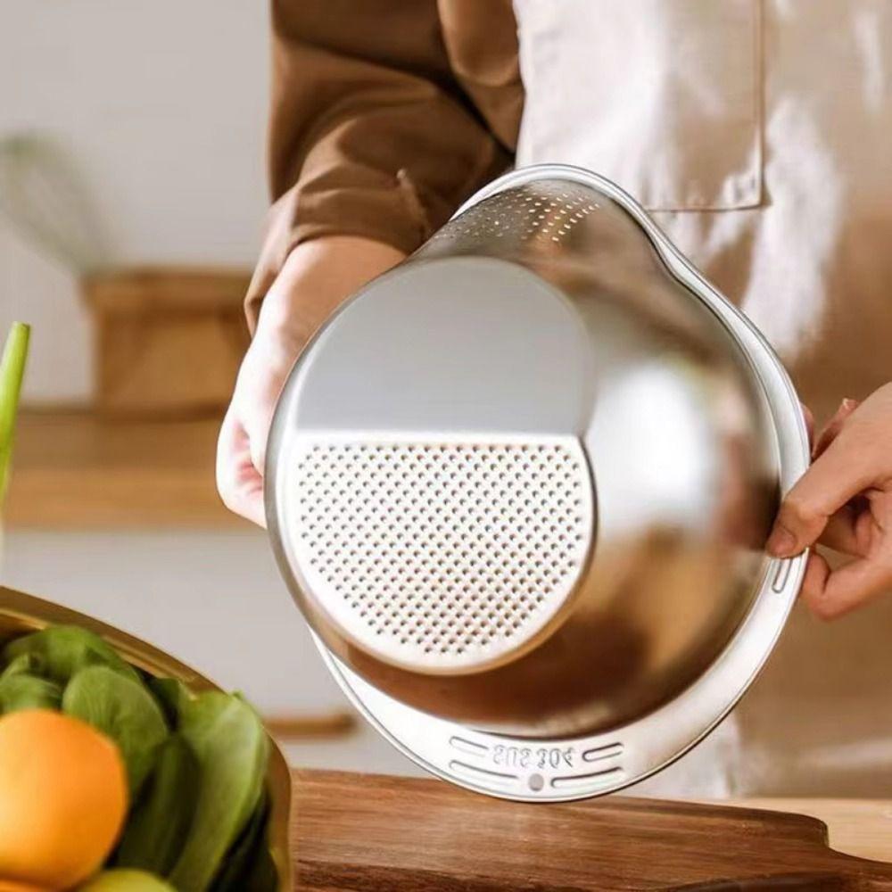 Rust-proof Vegetable Washing Basket Stainless Steel Rice Washing Basin Cooking Preparation