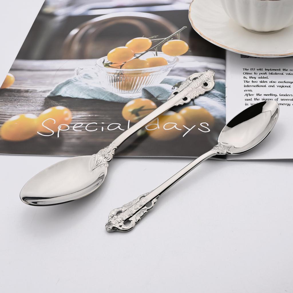 Набор из 6 блестящих золотых чайных ложек из нержавеющей стали 304, роскошные десертные ложки, набор столовых приборов, набор столовых приборов в западном стиле