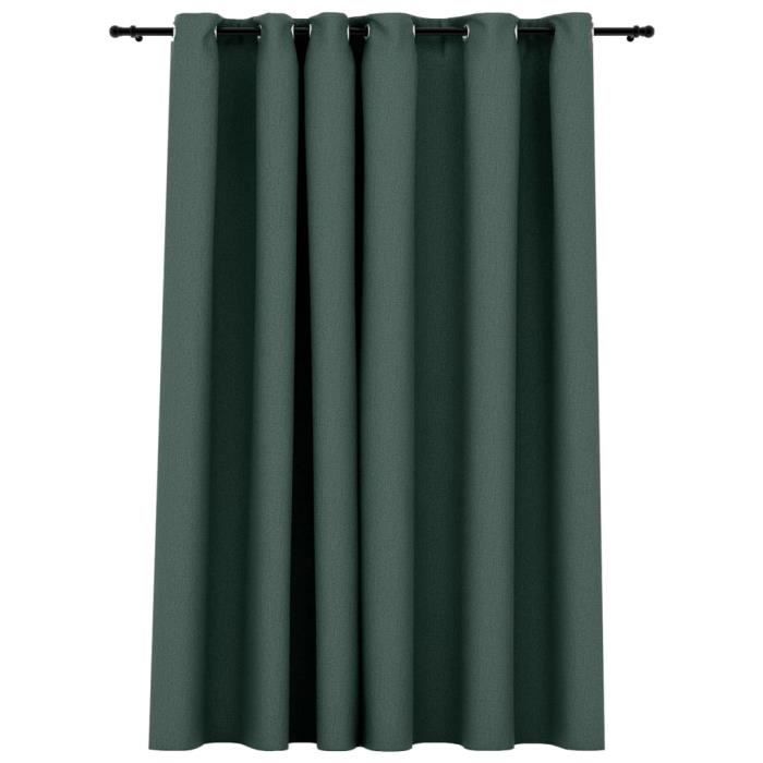 VidaXL Blackout Curtain Linen Look with Eyelets Green 290x245 Cm
