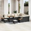 12-piece Garden Sofa Set with Cream Cushions Black Poly Rattan, 3-piece Garden Dining Set 3362955
