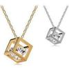 Three-Dimensional European & American Fashion Exquisite Square Love Zircon Necklace Pendant Versatile Sweater Chain C058.