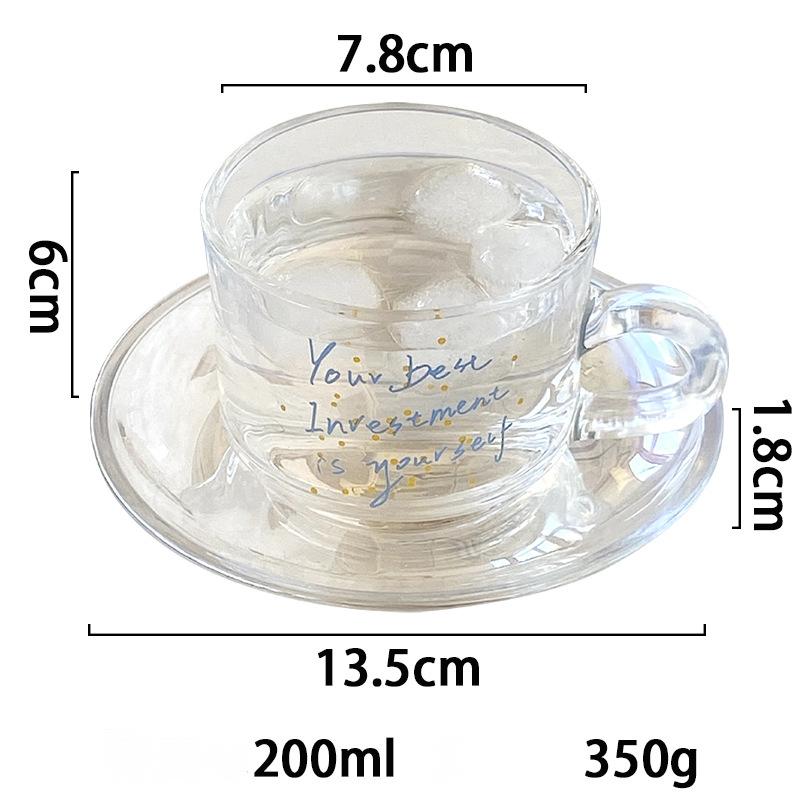 200ML High borosilicate glass espresso cup with stirrer, insulated double wall party preparation, 200ml coffee cup handle set