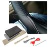 Car Steering Wheel Knitting Set Needle and Thread Faux Leather Car Cover Kit DIY Soft Textured Car Accessories