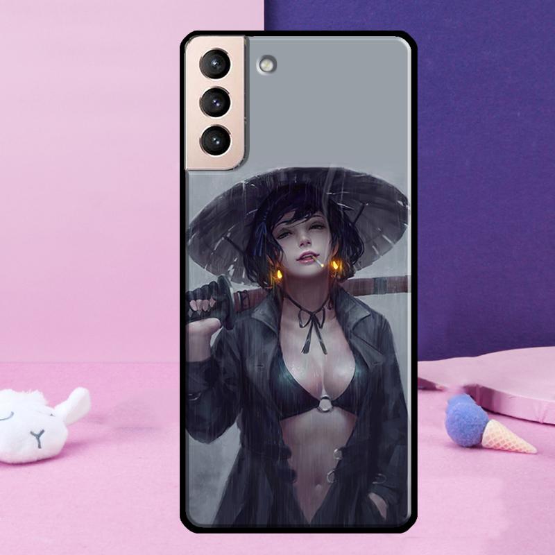 Чехол для телефона Аниме Девушка Самурай для Samsung Galaxy S25 Ultra S24 S23 Ultra S9 S10 S20 S21 S22 Plus S24 FE