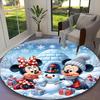 Mickey And Minnie Christmas Pastel Floral Print Round Rug, Multi-functional Office Chair Sofa Carpet, Easy Clean Carpet for Home and Living Spaces
