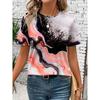 Summer Fashion Women's T-shirt Graphic Marble Print