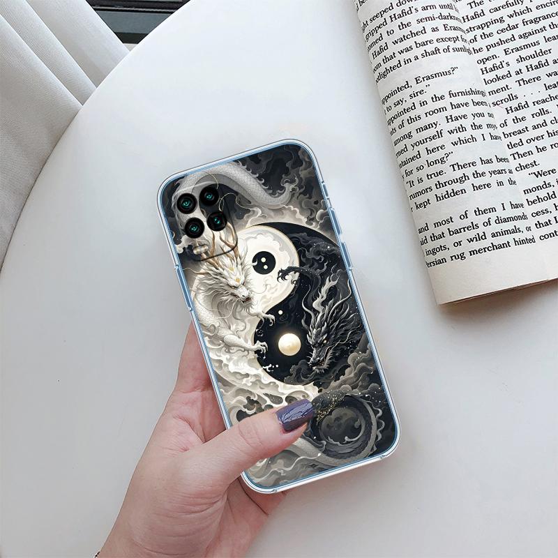 QE7 Chinese Dragon Transparent Phone Case for Samsung Galaxy A04 A04S A14 A23 A34 A54 M23 M33 M52 M53