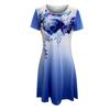 Women's Fashion Flower Print Large Size Short Sleeve  Length Dress Women's