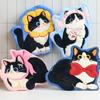 Soft Toilet Handkerchief Cute Cat Washcloth Cartoon Hand Towel  Kitchen