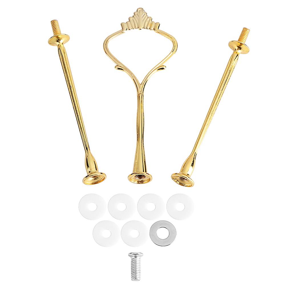 Multi Tiers Cake Tray Stand Handle Fruit Plate Hardware Fitting Holder(3-tiers Round Gold)