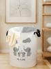 Elephant pattern printed circular storage box, suitable for storing clothes and books, convenient for laundry baskets