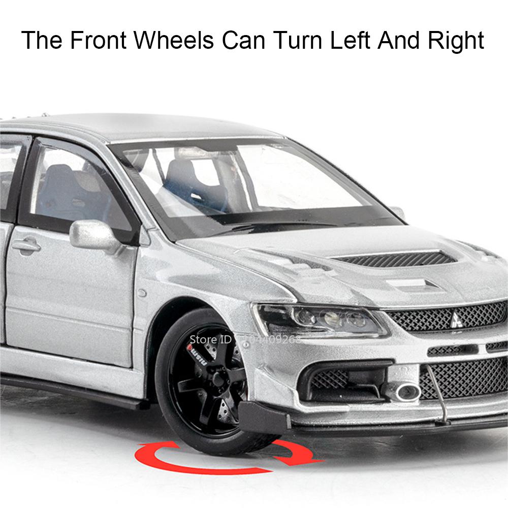 Масштаб 1:32 Mitsubishi Lancer Evolution IX Спортивный автомобиль Игрушечная модель Открывающиеся двери Оттягивание назад Амортизация Транспортные средства Хобби Украшения