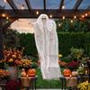Halloween Skull Pendant With Sound Activation LED Light Effect White Bloodstain Decor Party Home Haunted House Display