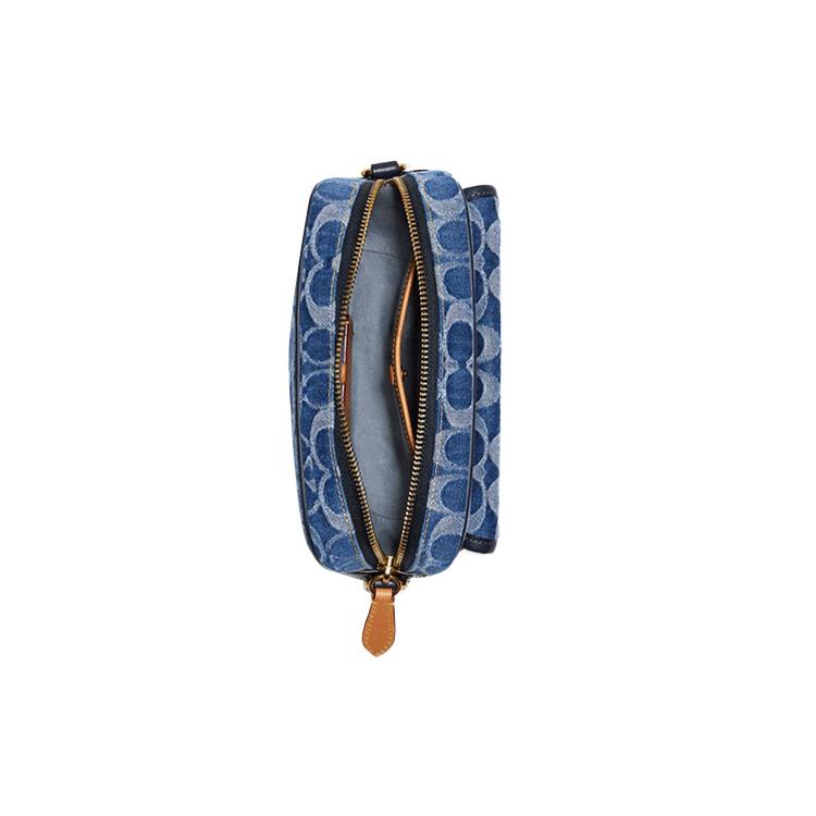 New COACH Studio Denim With Cow Leather Patchwork Camera Bag Shoulder Bag Crossbody Bag Medium Size Men's Denim Blue CA076-WAH