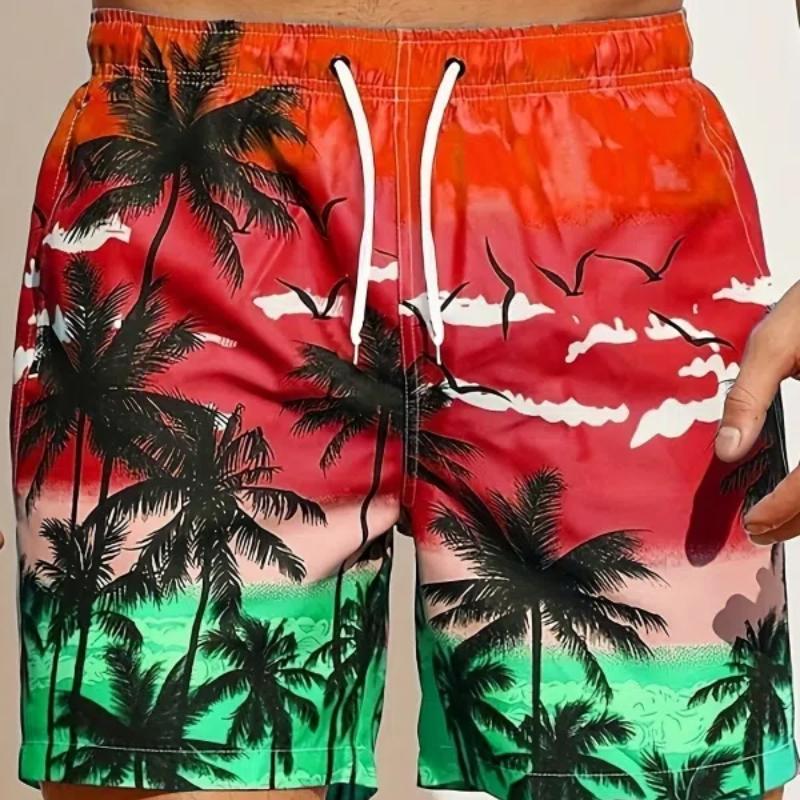 Мужские свободные пляжные шорты на шнурке, быстросохнущие шорты из кокосовой пальмы для лета, женские и мужские повседневные спортивные шорты с 3D-принтом