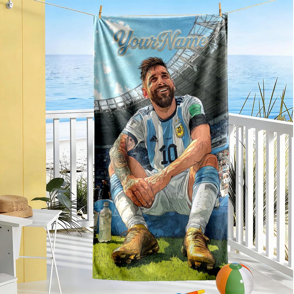 Messi Customize Your Name Beach Towel High Absorbency & Quick-Dry Perfect for Traveling Yoga Camping and Swimming