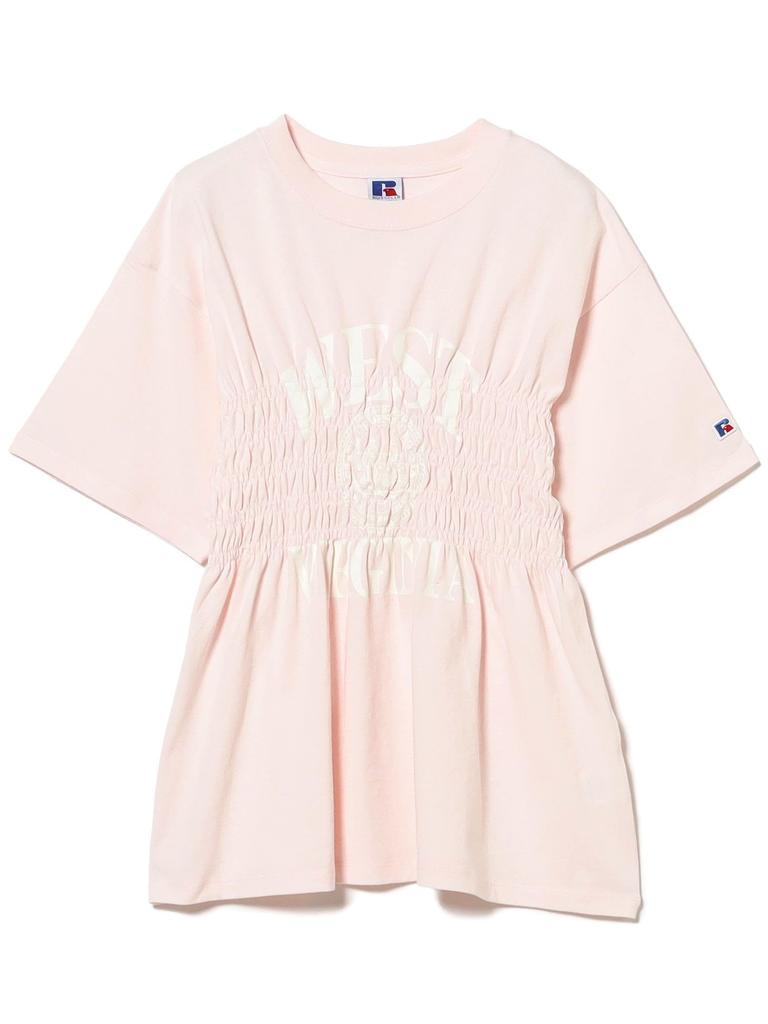 В:MING LIFE STORE by BEAMS Футболка с коротким рукавом RUSSELL ATHLETIC Футболка с оборками Женская Розовый_K Свободный