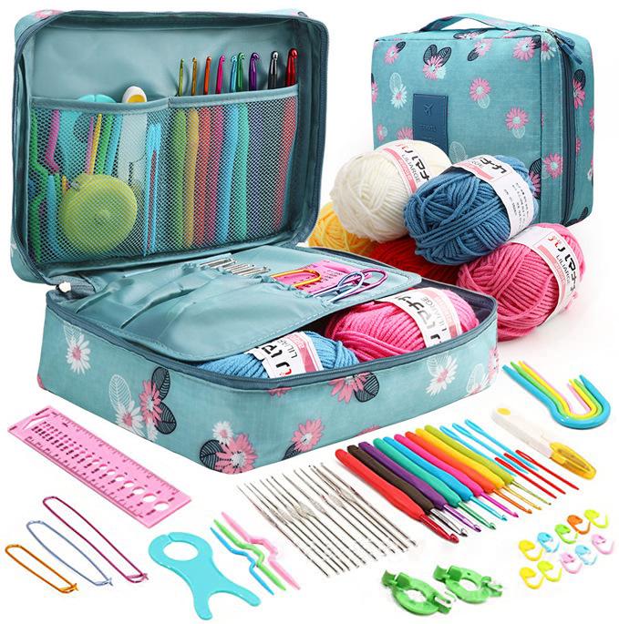 58-Piece Crochet Kit: Beginner's Portable Yarn & Knitting Tools