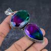 Natural Bi-Color Tourmaline 925 Sterling Silver Jewelry Pendant 3.35" E3N15
