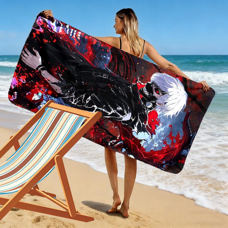 Ken kaneki anime Print Beach Towel, Large Soft Quick Dry Towel for Beach Camping Swimming