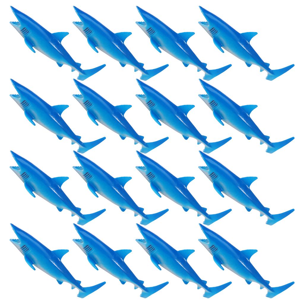 16Pcs PVC Shark for Drinking Reusable Hollow Shark Decor Filled Flavor Syrup for Cocktail Lemonade for Theme Party Ocean Animals
