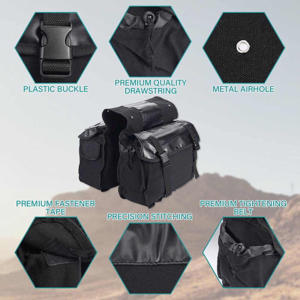Черная парусиновая подвесная сумка Мотоциклетная двусторонняя подвесная сумка с расширяемым объемом, устойчивая к давлению и растяжению
