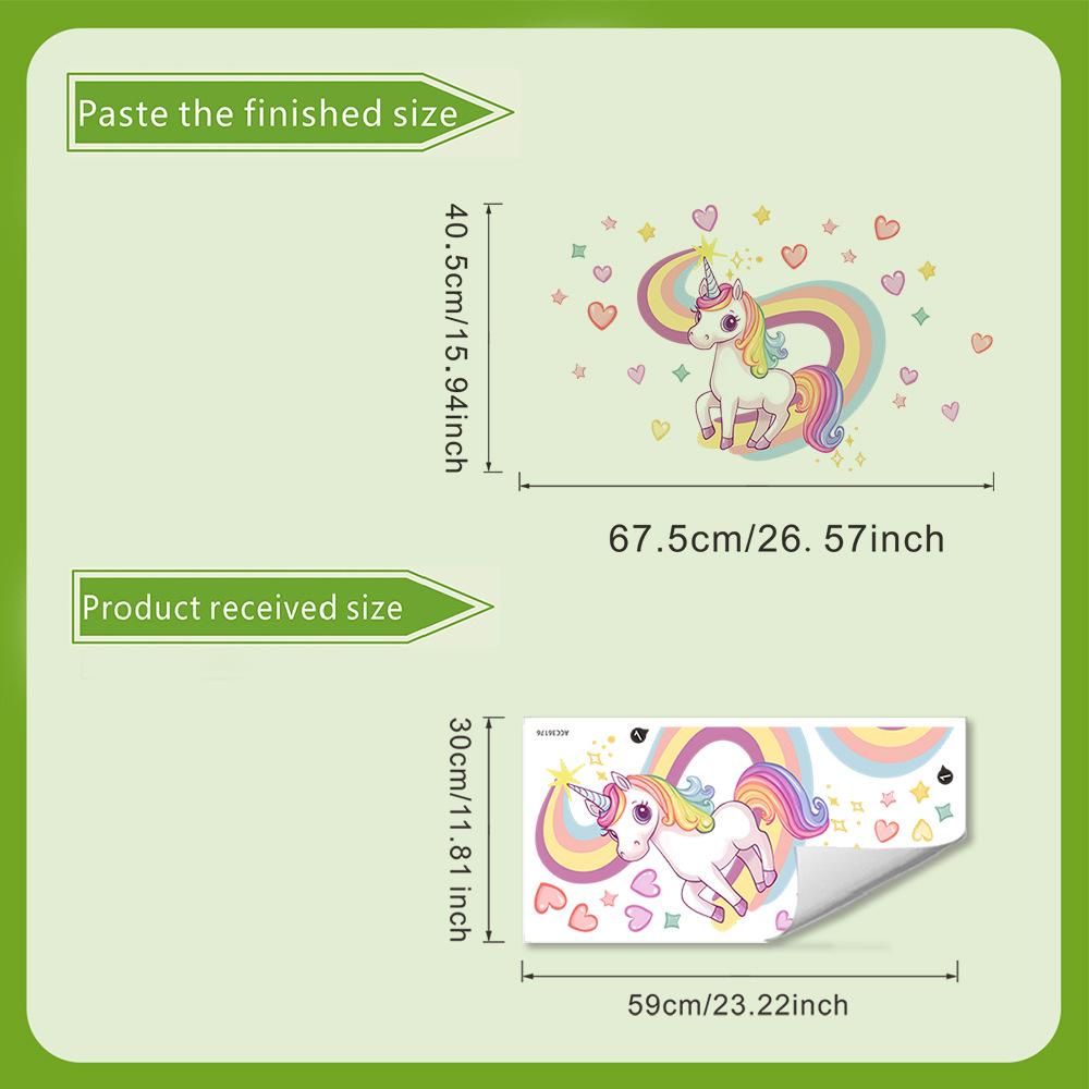 Cute Unicorn Rainbow Wall Sticker Kids Room Bedroom Wall Decoration Self-Adhesive Wall Art