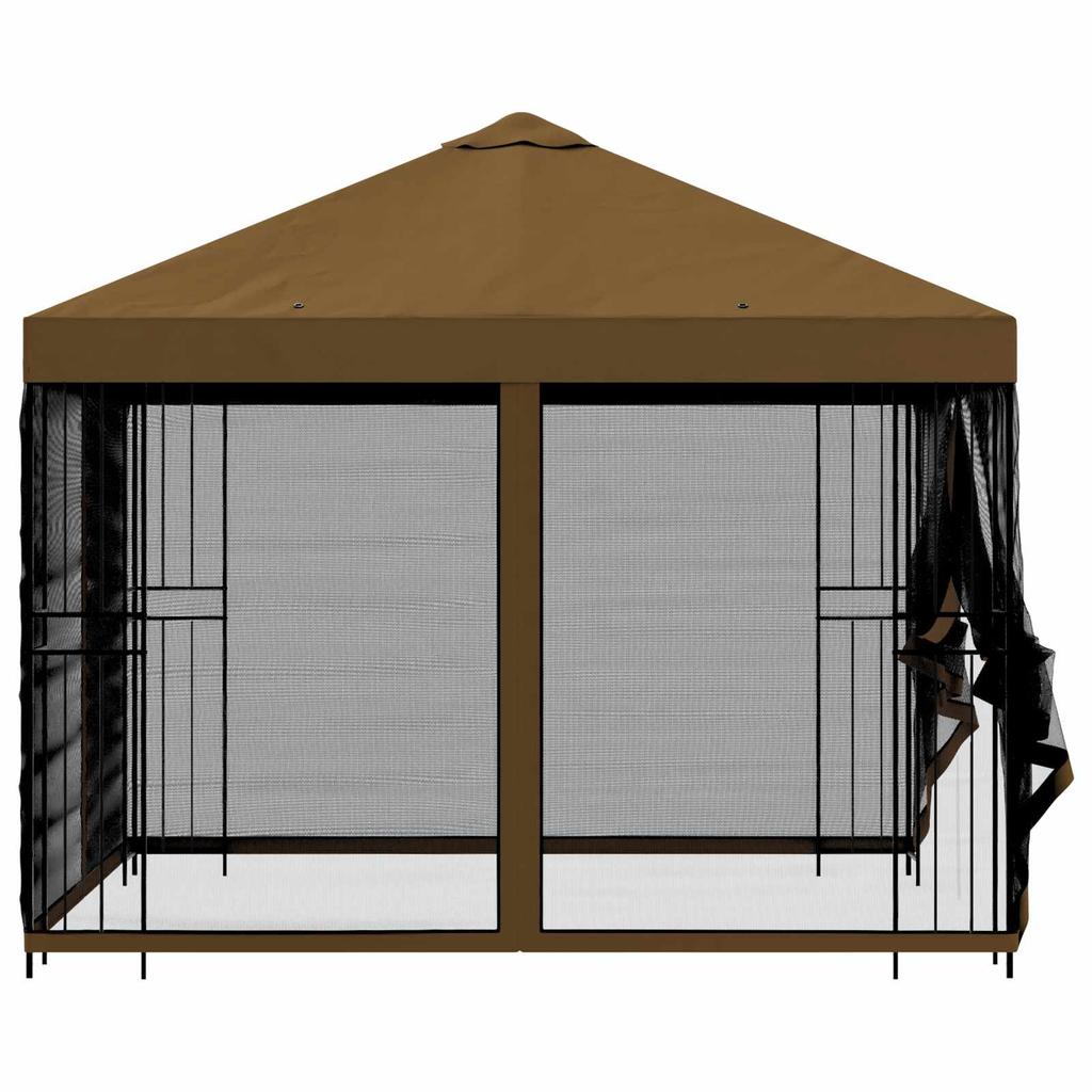 Garden Pavilion with Side Walls 3 x 3 m Taupe