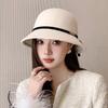Осенне-зимняя шерстяная шляпа-таз с бантом, шляпа-ведро, женская, в стиле Хепберн, повседневная, универсальная, ретро, цилиндр
