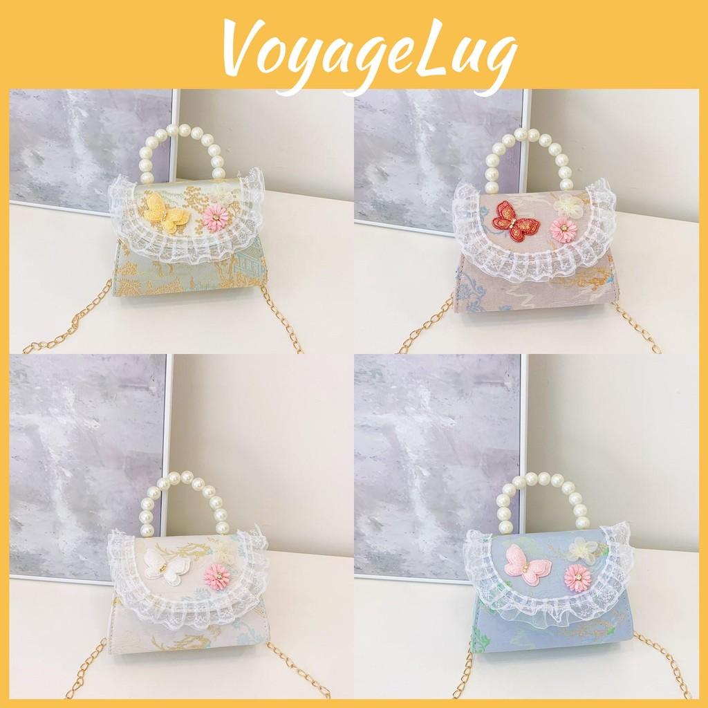 Lace Embroidered Pearl Chain Childrens Crossbody Bag Suitable For Daily