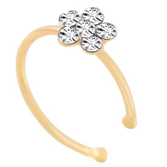 Женщины горный хрусталь инкрустированные цветок форма нос кольцо пирсинг ювелирные изделия