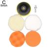 6pc Electric Drill Polishing Pad 4"/5''/6'' Sponge Wool Polishing Disc Car Styling Polishing Disc with Back Plate Drill Adapter