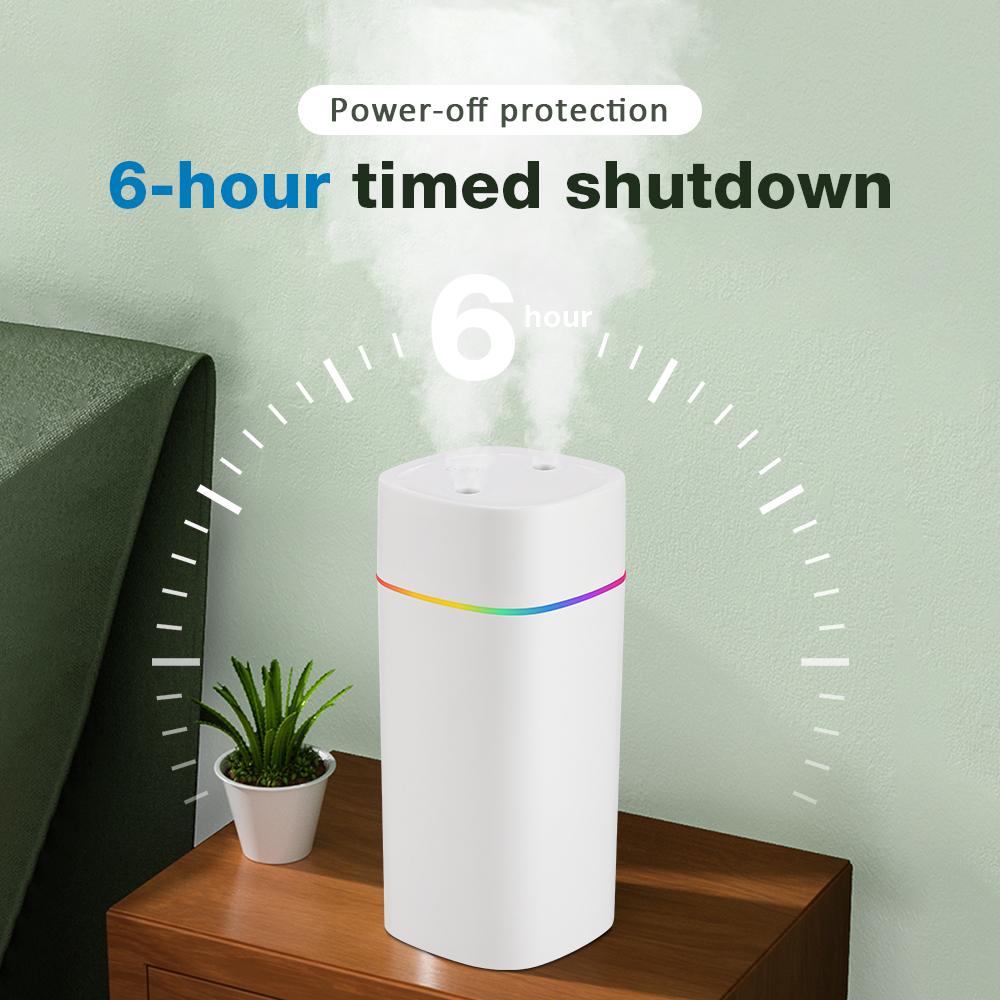 Portable Air Humidifier Double Spray Port Essential Oil Aromatherapy Mute Atomizer Colorful Lights For Home Office Car 600ML USB