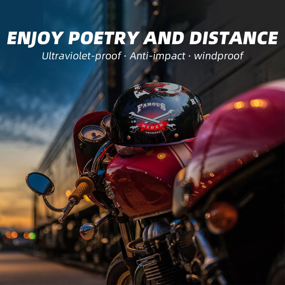 Мотоциклетный ретро полушлем с синими встроенными линзами, бейсбольный шлем для мотоцикла Harley, электросамоката