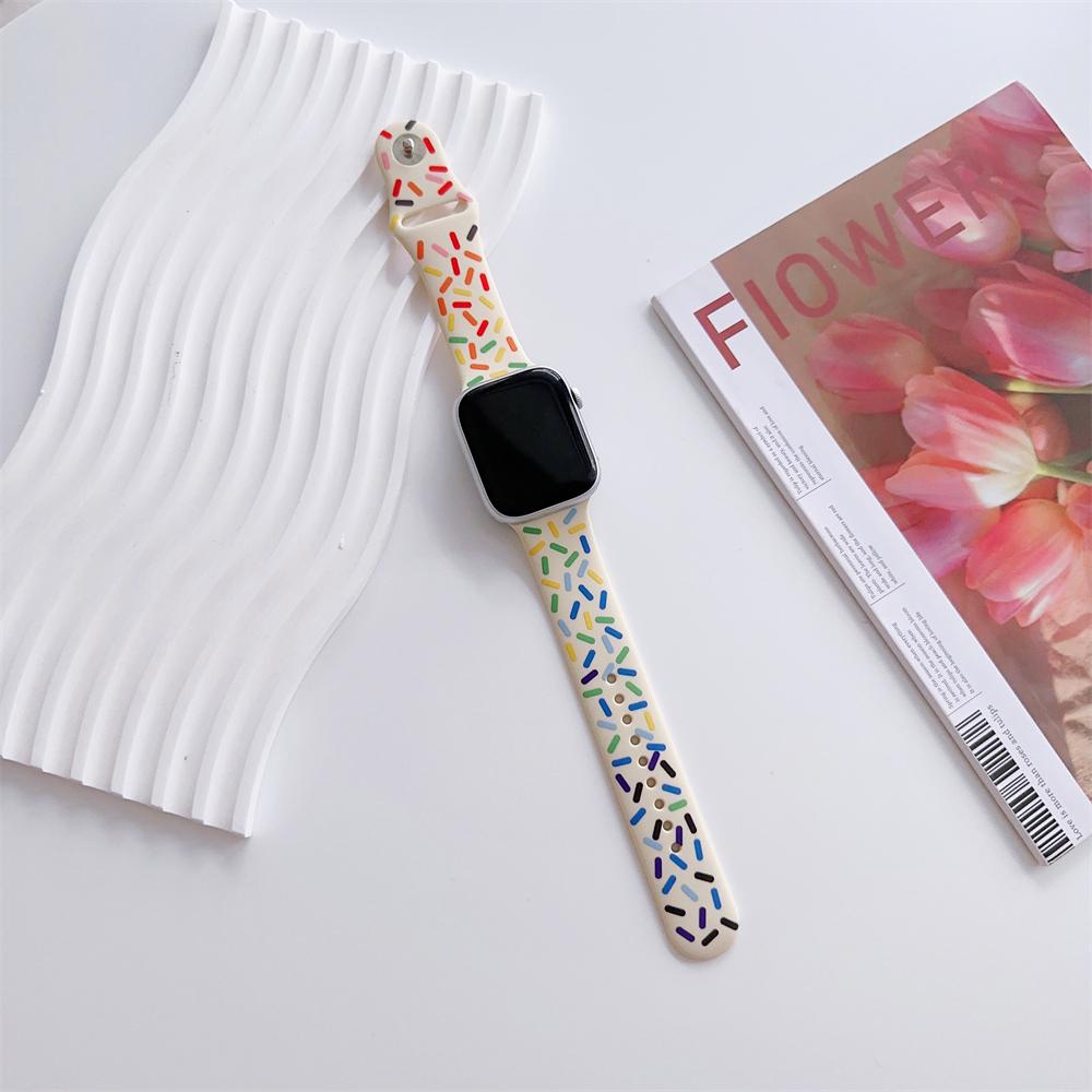 Браслет из мягкого силикона для Apple Watch Series 8, 7, 45 мм, 40, 44 мм, 42, 41 мм, радужного цвета, ремешок для часов ярких цветов для IWatch 6, 5, 4, 3, 2, 38 мм