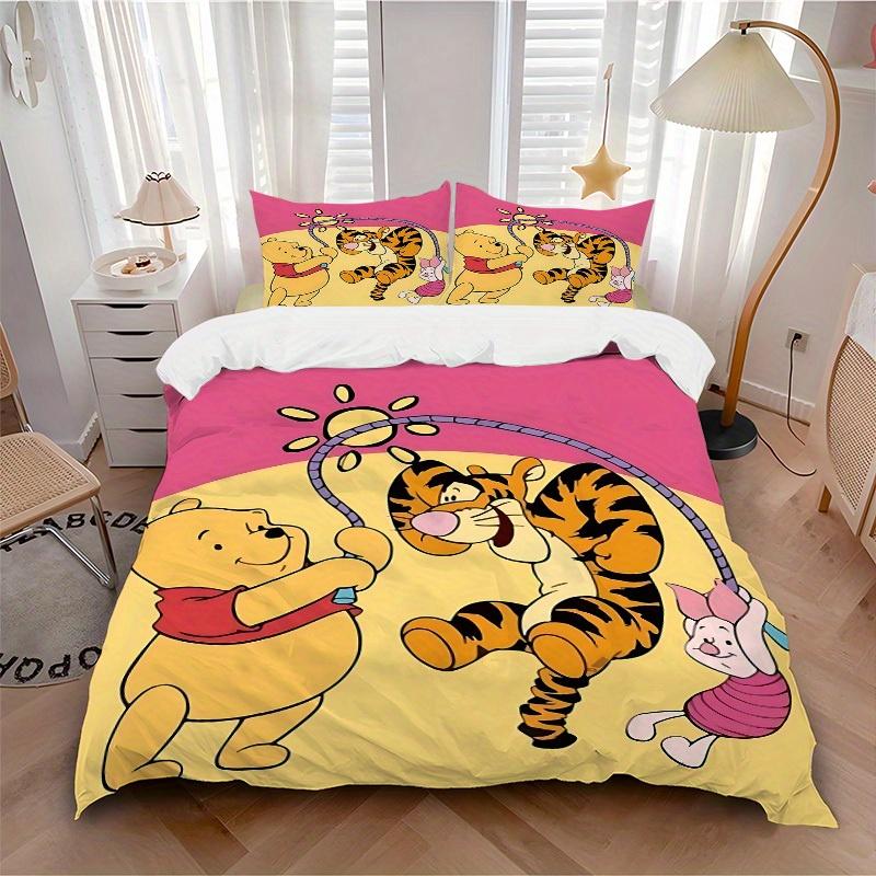 3pcs set Pooh Bear Tigger1pc of quilt cover+2pcs of pillowcase, no core, print bedding, All Seasons Bedroom Setting035